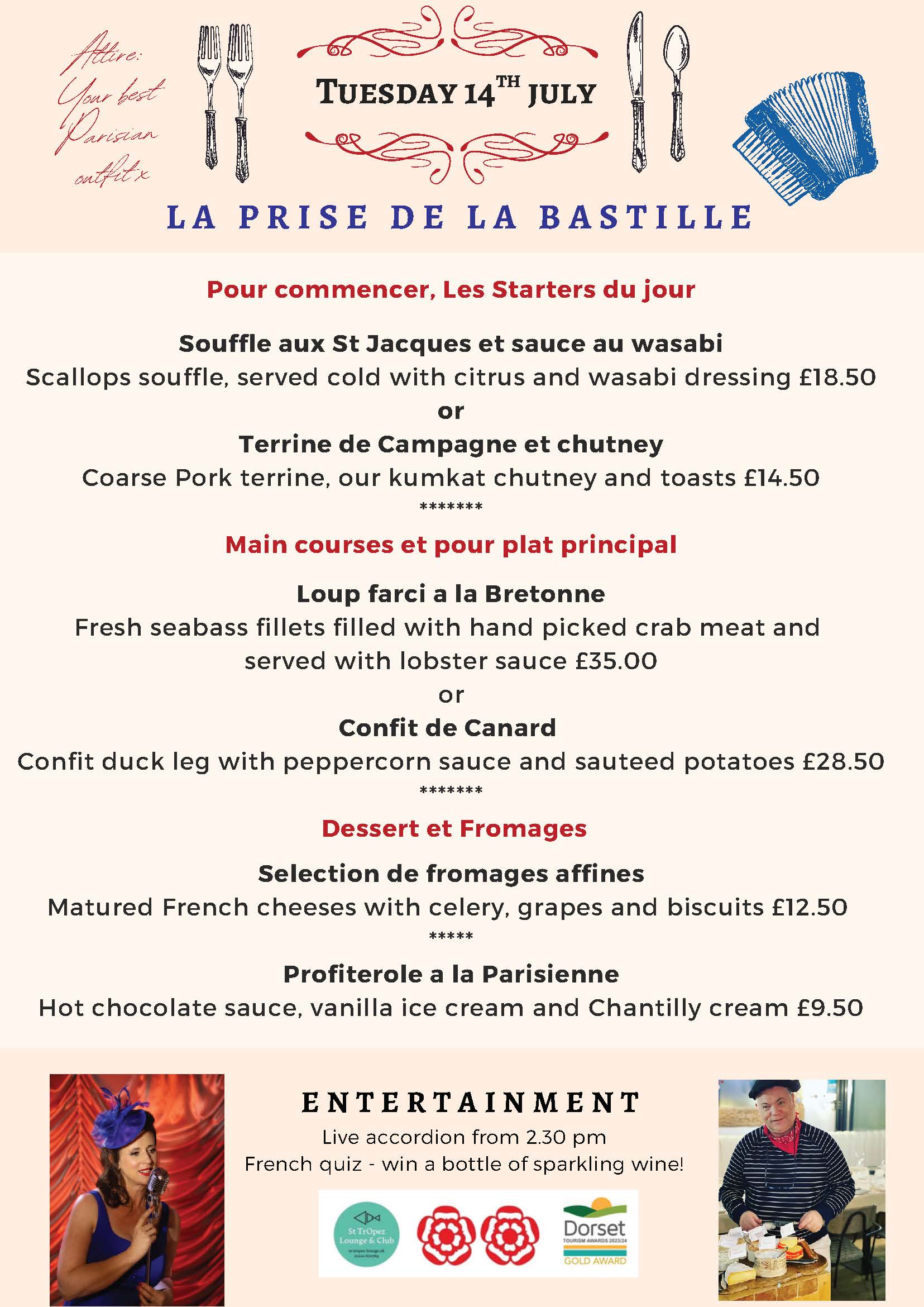 Bastille Day Menu