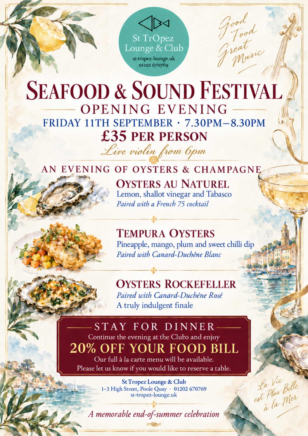 Seafood and Sound Opening Evening 11/09/2026