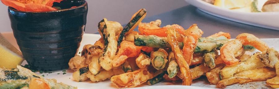 Seasonal vegetables in tempura